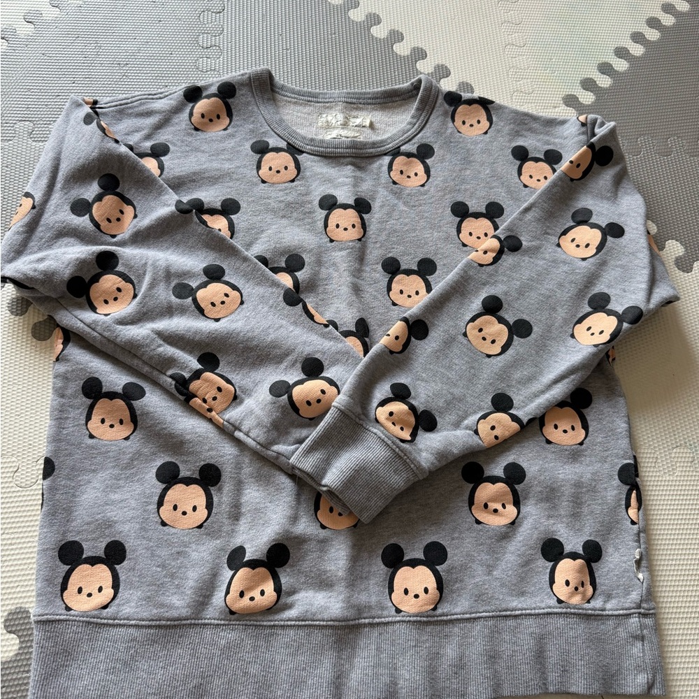 Gray Sweatshirt with Cartoon Print